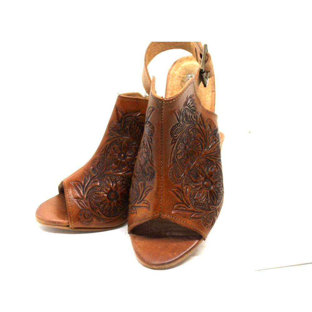 Roper Women's Brown Tooled Leather Mika Heels sz 6